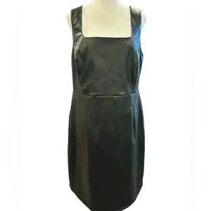 Addition Elle Womens Sleeveless Faux Leather Dress Square Neck  Black Size 14